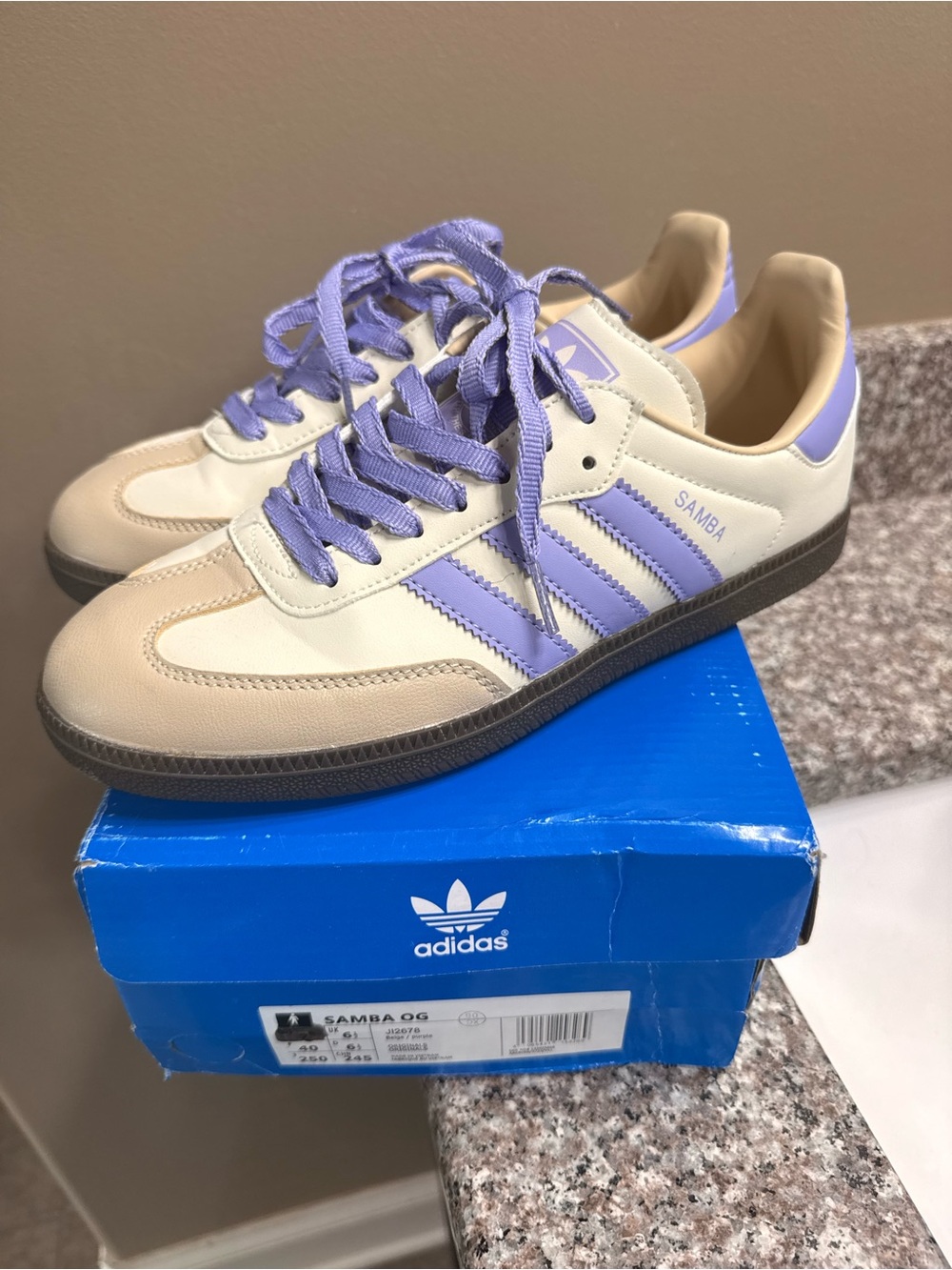 Adidas Samba Sneakers in Lavender and Cream size 40   Worn twice, like new.